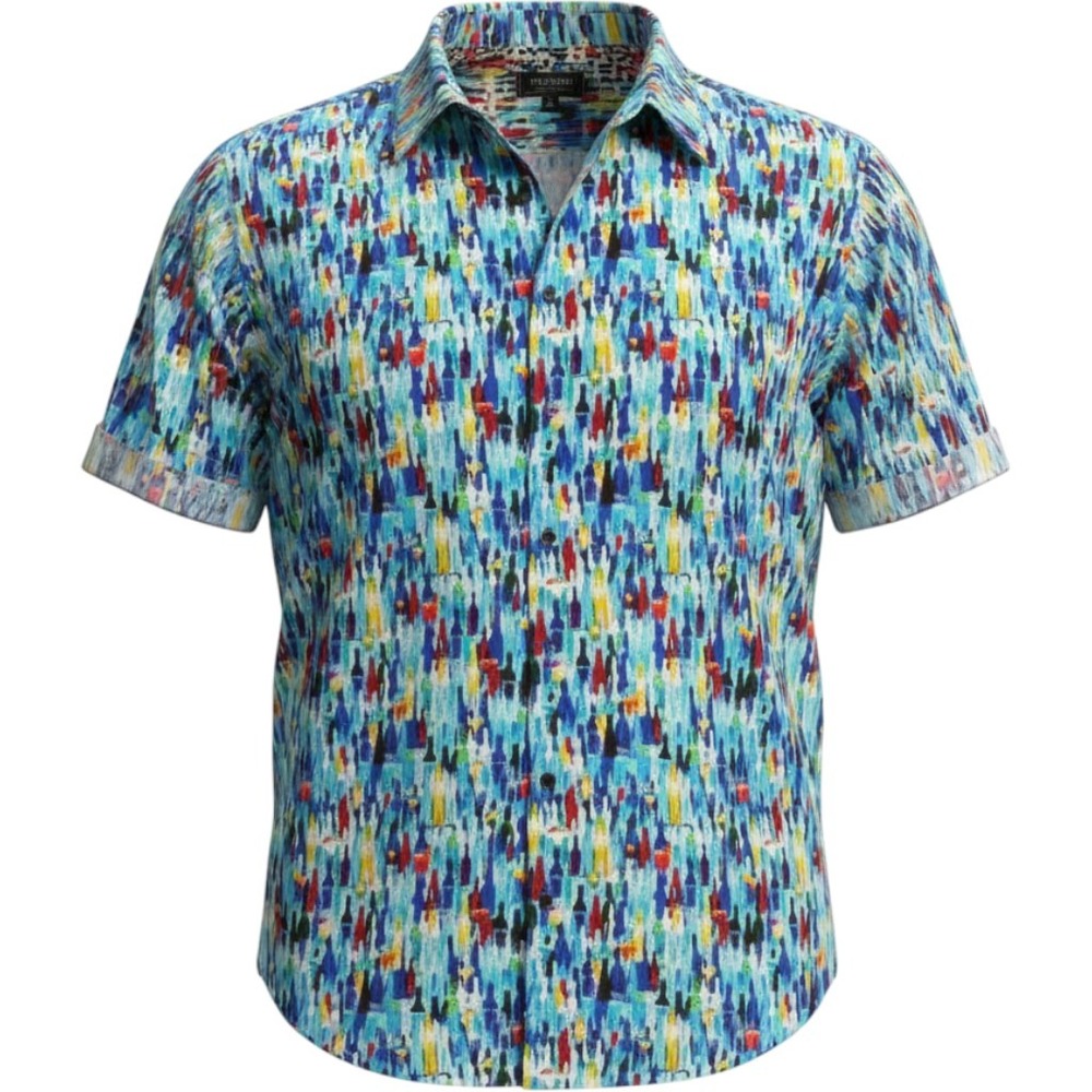 Robert Graham Mens 4XL Short Sleeve Button Down Shirt Abstract Bottle Print